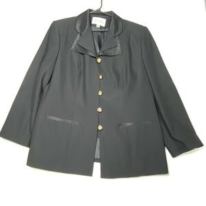 VTG Executive Collection Black Blazer Women's 18W Gold Tone Button Satin Collar